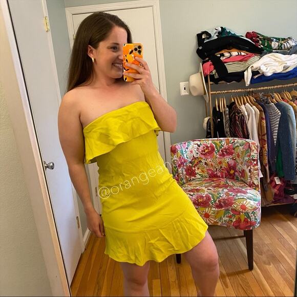 A.L.C. Neon Yellow Strapless Mini Dress 6 - Picture 5 of 8
